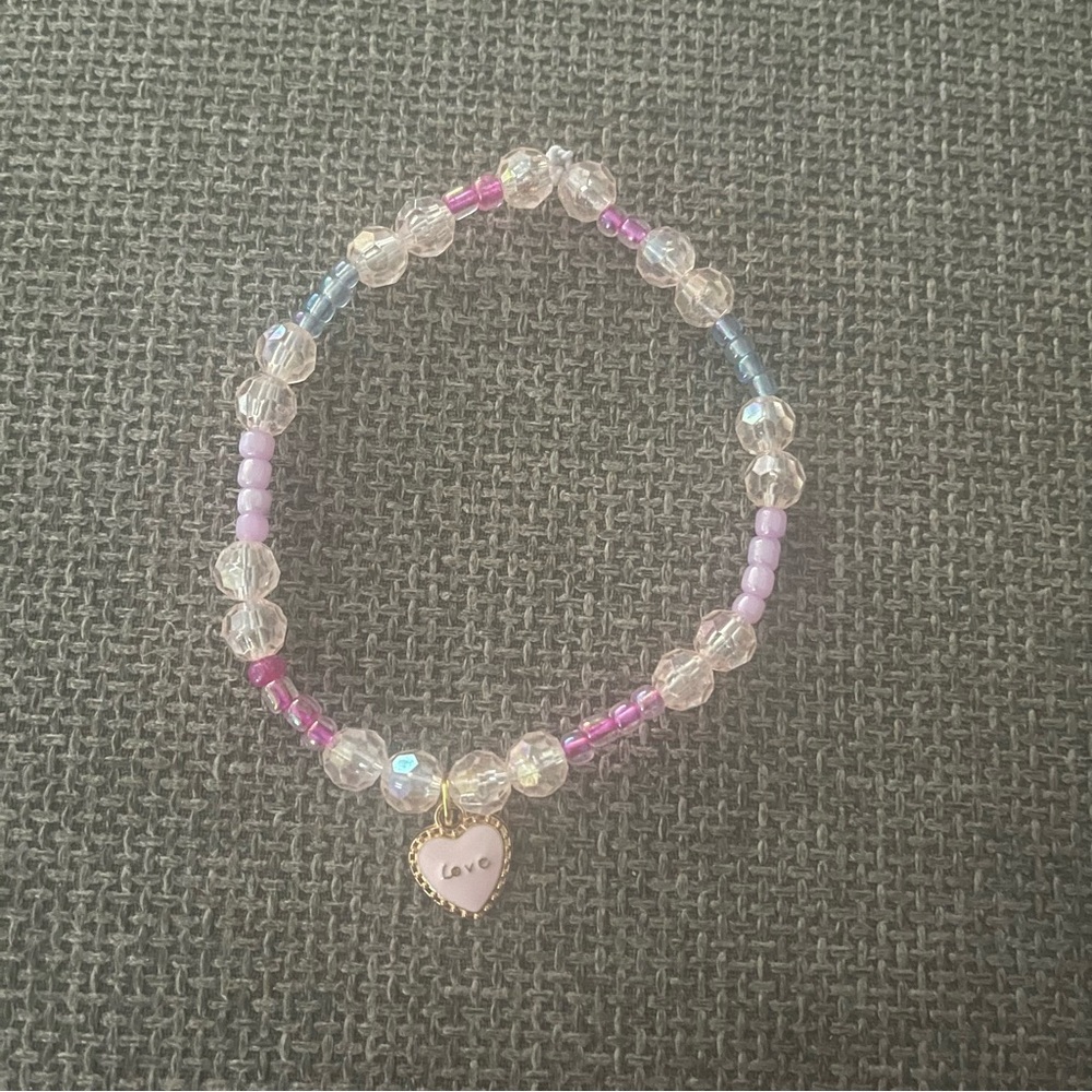 Iridescent Glass beads Charm Stretch Multi-Color Handmade Bracelets 2 NWT - Picture 2 of 6